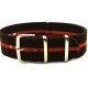 HNS Brown & Orange Strip Nylon Watch Strap With Rose Gold Polished Stainless Steel Buckle