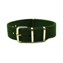 HNS Olive Nylon Watch Strap With Rose Gold Polished Stainless Steel Buckle