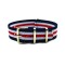HNS Blue & White & Red Strip Nylon Watch Strap With Rose Gold Polished Stainless Steel Buckle