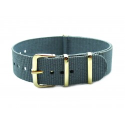 HNS Grey Nylon Watch Strap With Rose Gold Polished Stainless Steel Buckle