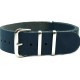 HNS Handmade Navy Calf Leather Watch Strap With 3 Polished Stainless Steel Rings
