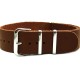 HNS Handmade Brown Calf Leather Watch Strap With 3 Polished Stainless Steel Rings