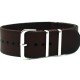 HNS Handmade Vintage Dark Brown Calf Leather Watch Strap With 3 Polished Stainless Steel Rings