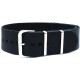 HNS Handmade Black Calf Leather Watch Strap With 3 Polished Stainless Steel Rings