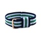 HNS Navy & White & Green Strip Nylon Vintage Watch Strap With Rose Gold Polished Stainless Steel Buckle