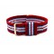 HNS Red & Blue & White Strip Nylon Vintage Watch Strap With Rose Gold Polished Stainless Steel Buckle