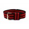 HNS Black & Red Strip Nylon Vintage Watch Strap With Rose Gold Polished Stainless Steel Buckle