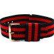 HNS Black & Red Strip Nylon Vintage Watch Strap With Rose Gold Polished Stainless Steel Buckle