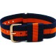 HNS Navy & Orange Strip Nylon Vintage Watch Strap With Rose Gold Polished Stainless Steel Buckle