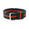 HNS Grey & Orange Strip Nylon Vintage Watch Strap With Rose Gold Polished Stainless Steel Buckle