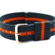 HNS Grey & Orange Strip Nylon Vintage Watch Strap With Rose Gold Polished Stainless Steel Buckle