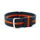 HNS Grey & Orange Strip Nylon Vintage Watch Strap With Rose Gold Polished Stainless Steel Buckle
