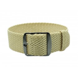 HNS Beige Perlon Braided Woven Watch Strap With PVD coated Stainless Steel Buckle