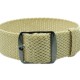 HNS Beige Perlon Braided Woven Watch Strap With PVD coated Stainless Steel Buckle