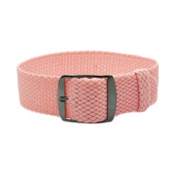 HNS Pink Perlon Braided Woven Strap With PVD Coated Stainless Steel Buckle