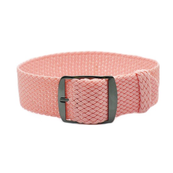 HNS Pink Perlon Braided Woven Strap With PVD Coated Stainless Steel Buckle