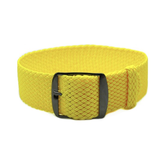 HNS Yellow Perlon Braided Woven Strap With PVD Coated Stainless Steel Buckle