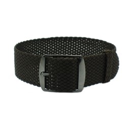 HNS Dark Brown Perlon Braided Woven Strap With PVD Coated Stainless Steel Buckle
