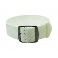 HNS White Perlon Braided Woven Strap With PVD Coated Stainless Steel Buckle