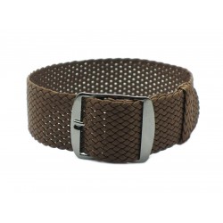 HNS Coffee Perlon Braided Woven Strap With PVD Coated Stainless Steel Buckle