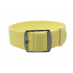 HNS Light Yellow Perlon Braided Woven Strap With PVD Coated Stainless Steel Buckle