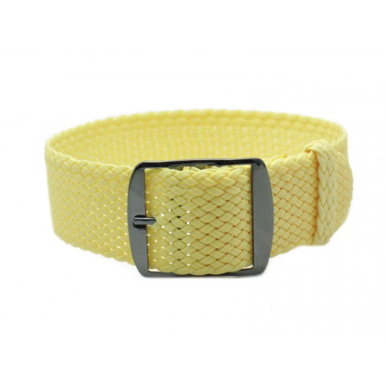HNS Light Yellow Perlon Braided Woven Strap With PVD Coated Stainless Steel Buckle