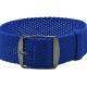 HNS Blue Perlon Braided Woven Strap With PVD Coated Stainless Steel Buckle
