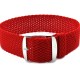 HNS Red Perlon Braided Woven Strap With Brushed Stainless Steel Buckle