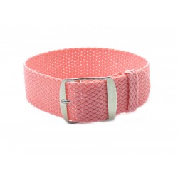 HNS Pink Perlon Braided Woven Strap With Brushed Stainless Steel Buckle
