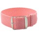 HNS Pink Perlon Braided Woven Strap With Brushed Stainless Steel Buckle