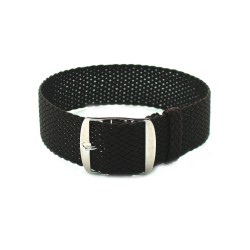 HNS Dark Brown Perlon Braided Woven Strap With Brushed Stainless Steel Buckle