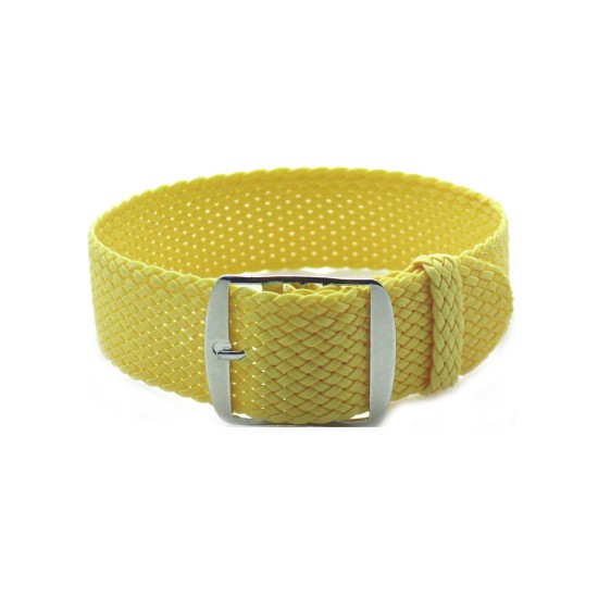 HNS Light Yellow Perlon Braided Woven Strap With Brushed Stainless Steel Buckle