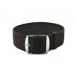 HNS Coffee Perlon Braided Woven Strap With Brushed Stainless Steel Buckle