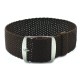 HNS Coffee Perlon Braided Woven Strap With Brushed Stainless Steel Buckle