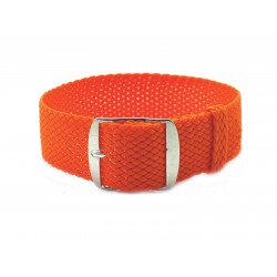 HNS Orange Perlon  Braided Woven Strap With Brushed Stainless Steel Buckle
