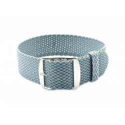 HNS Grey Perlon  Braided Woven Strap With Brushed Stainless Steel Buckle