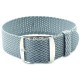 HNS Grey Perlon  Braided Woven Strap With Brushed Stainless Steel Buckle