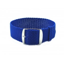 HNS Blue Perlon Braided Woven Strap With Brushed Stainless Steel Buckle