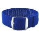 HNS Blue Perlon Braided Woven Strap With Brushed Stainless Steel Buckle