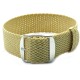 HNS Beige Perlon Braided Woven Watch Strap With Brushed Stainless Steel Buckle
