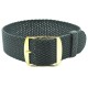 HNS Dark Grey Perlon Braided Woven Strap With Gold Brushed Stainless Steel Buckle