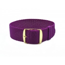 HNS Purple Perlon Braided Woven Strap With Gold Brushed Stainless Steel Buckle