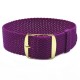 HNS Purple Perlon Braided Woven Strap With Gold Brushed Stainless Steel Buckle