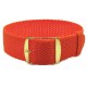 HNS Orange Perlon Braided Woven Strap With Gold Brushed Stainless Steel Buckle