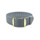 HNS Grey Perlon Braided Woven Strap With Gold Brushed Stainless Steel Buckle
