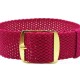 HNS Rose Red Perlon Braided Woven Watch Strap With Gold Stainless Steel Buckle