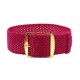 HNS Rose Red Perlon Braided Woven Watch Strap With Gold Stainless Steel Buckle