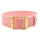 HNS Pink Perlon Braided Woven Strap With Gold Brushed Stainless Steel Buckle