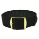 HNS Dark Brown Perlon Braided Woven Strap With Gold Brushed Stainless Steel Buckle