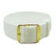 HNS White Perlon Braided Woven Strap With Gold Brushed Stainless Steel Buckle